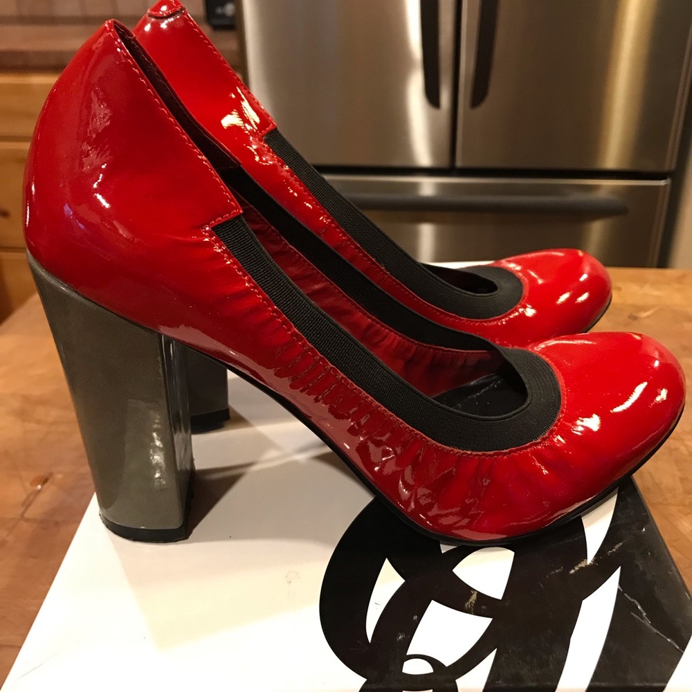 Women’s red leather high heels